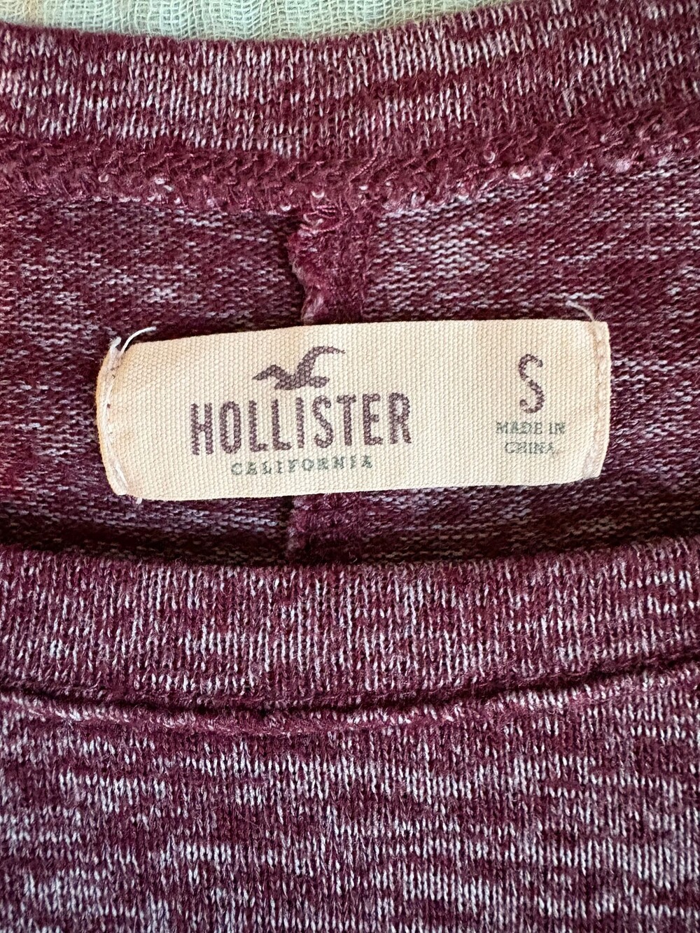 Hollister Small Burgundy Marled Knit Long Sleeve Top - Picture 2 of 5